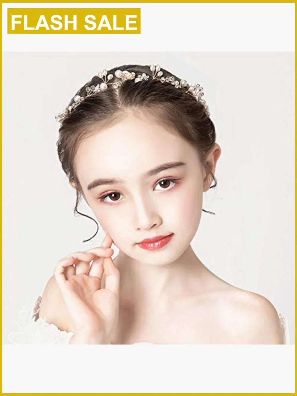 Princess Pearl Flower Headband Hair Accessory for Kids Wedding Flower Girl